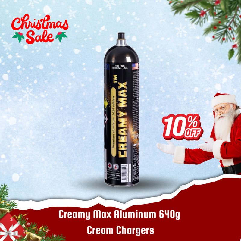Cream Chargers: Creamy Max Aluminum 640g+ Pressure Release + Pressure Release Nozzle