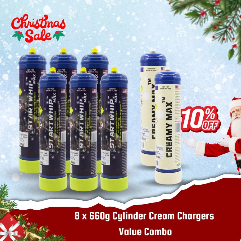 [Smart Pack] 8 x 660g Cylinder Cream Chargers Value Combo