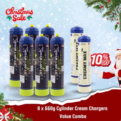 [Smart Pack] 8 x 660g Cylinder Cream Chargers Value Combo