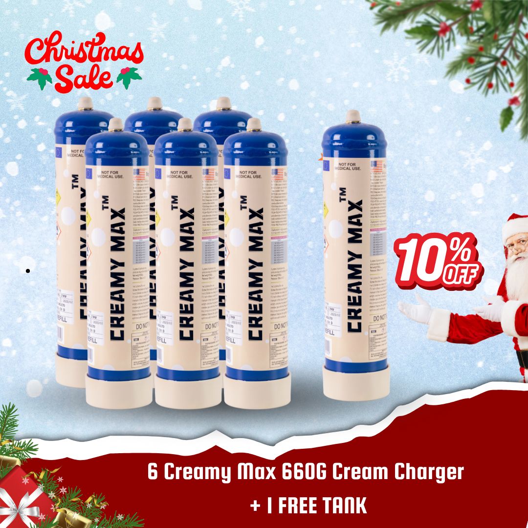 Cream Chargers: 6 x 660g Cylinder Cream Chargers + 1 Free Tank Value Combo