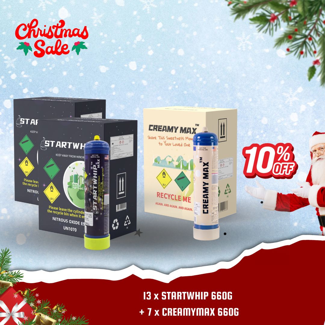 Cream Chargers: 13 x STARTWHIP 660G +7 x CREAMYMAX 660G