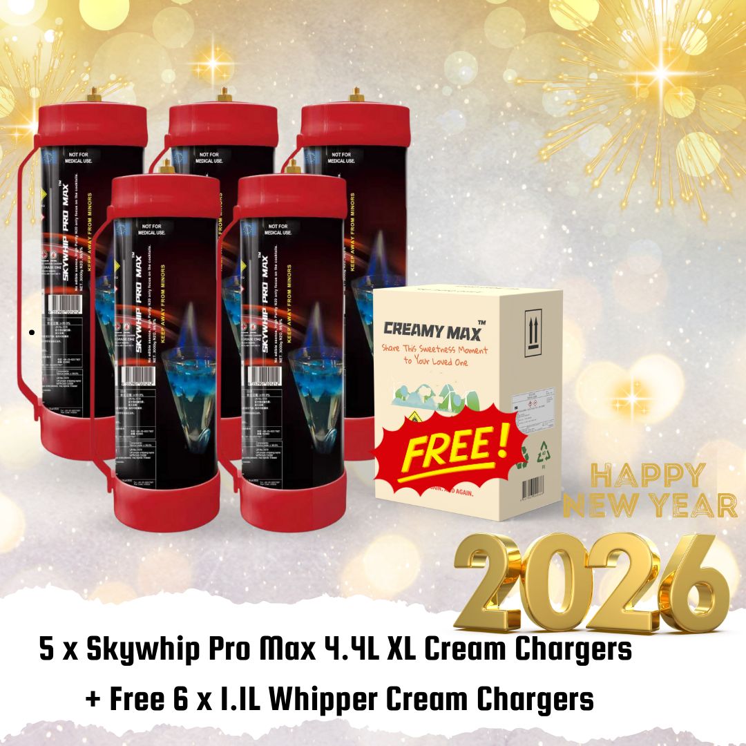Large Offer: 5 x Skywhip Pro Max 4.4L XL Cream Chargers + Free 6 x 1.1L Whipper Cream Chargers