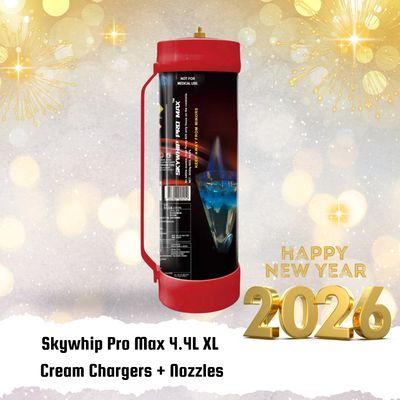 Cream Chargers: 4.4PL - Skywhip Pro Max 4.4L XL N2O Tanks + Nozzles