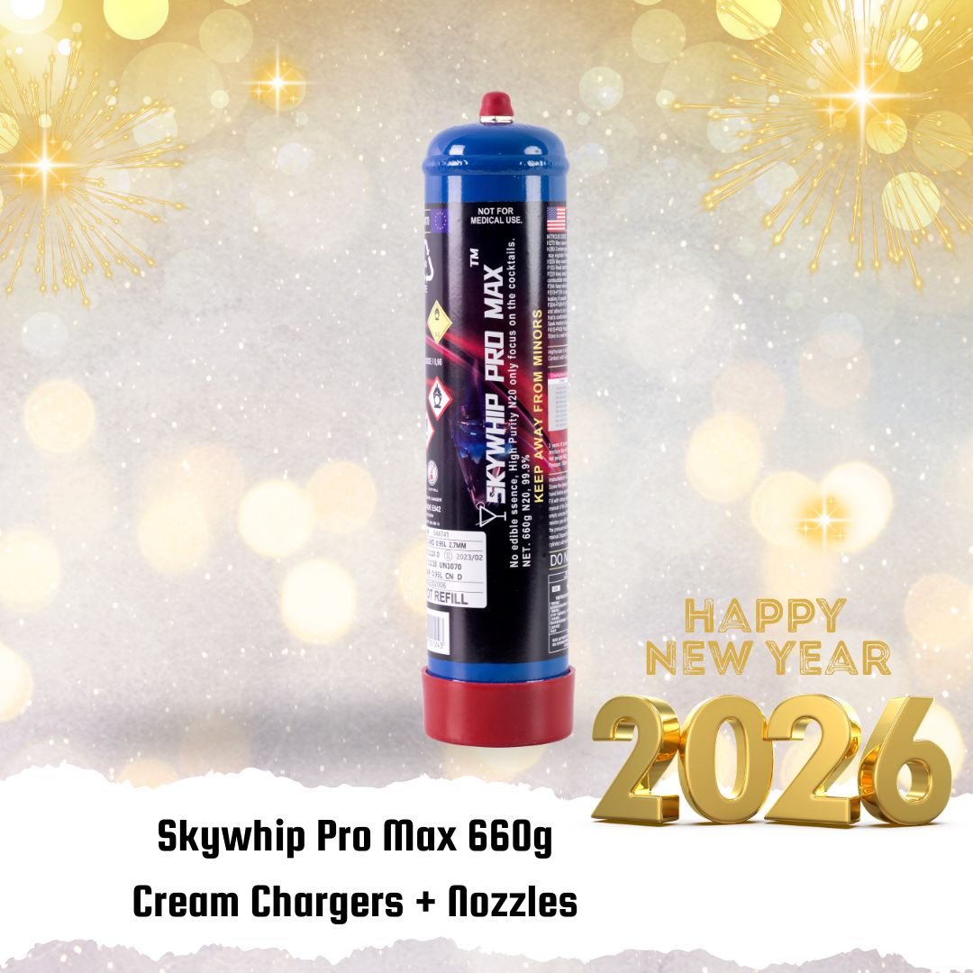 Cream Chargers: 660g Cylinder Skywhip Pro Max + Pressure Release Nozzle