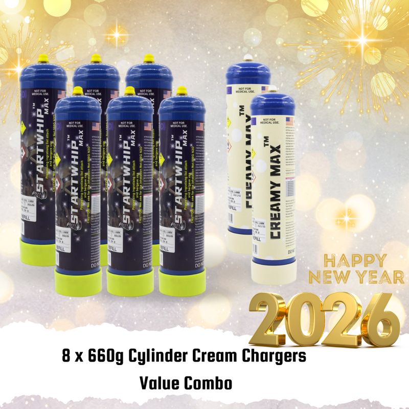 [Smart Pack] 8 x 660g Cylinder Cream Chargers Value Combo
