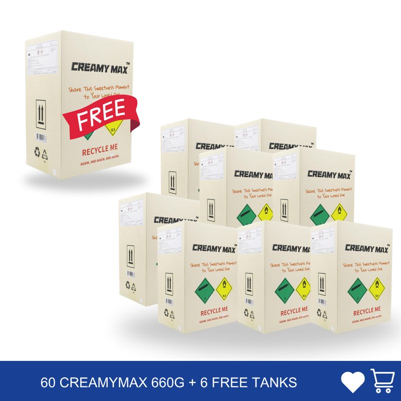New Year Offer: 60 x 660g Cylinder Cream Chargers + 6 Free 660g Cylinder Cream Chargers Combo