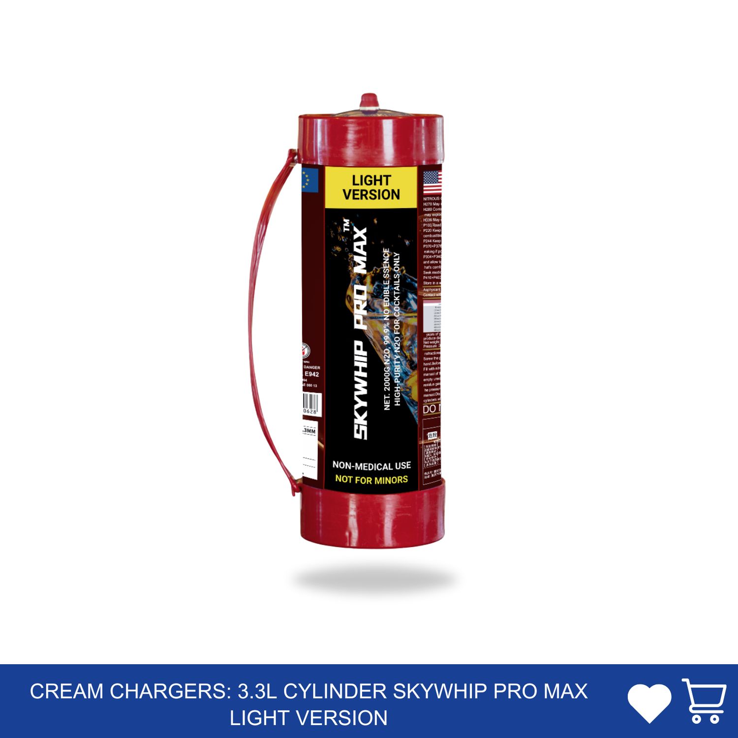 Cream Chargers: 3.3L Cylinder Skywhip Pro Max Light Version