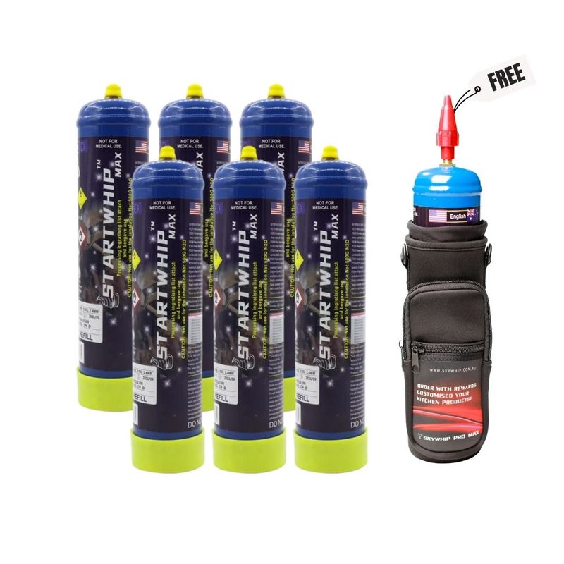 Cream Chargers: 6x 1.1L Startwhip Max Tanks + Free Max &amp; Bag