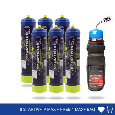 Cream Chargers: 6x 1.1L Startwhip Max Tanks + Free Max &amp; Bag