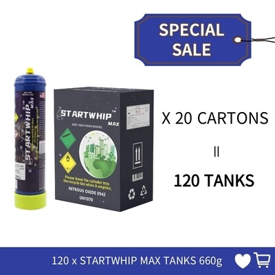 Cream Chargers: 120 x 1.1L Cylinder Startwhip Max