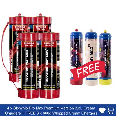 Large Offer: 4 x 3.3L Cylinder Cream Charger + 3 x 660g Cylinder Cream Chargers Combo