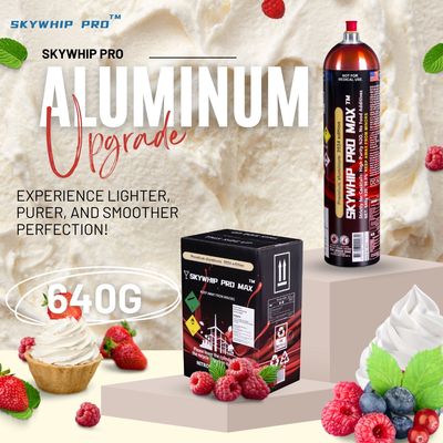 Cream Chargers: 18 x SKYWHIP ALUMINUM 640G + 3 x CREAMYMAX 660G