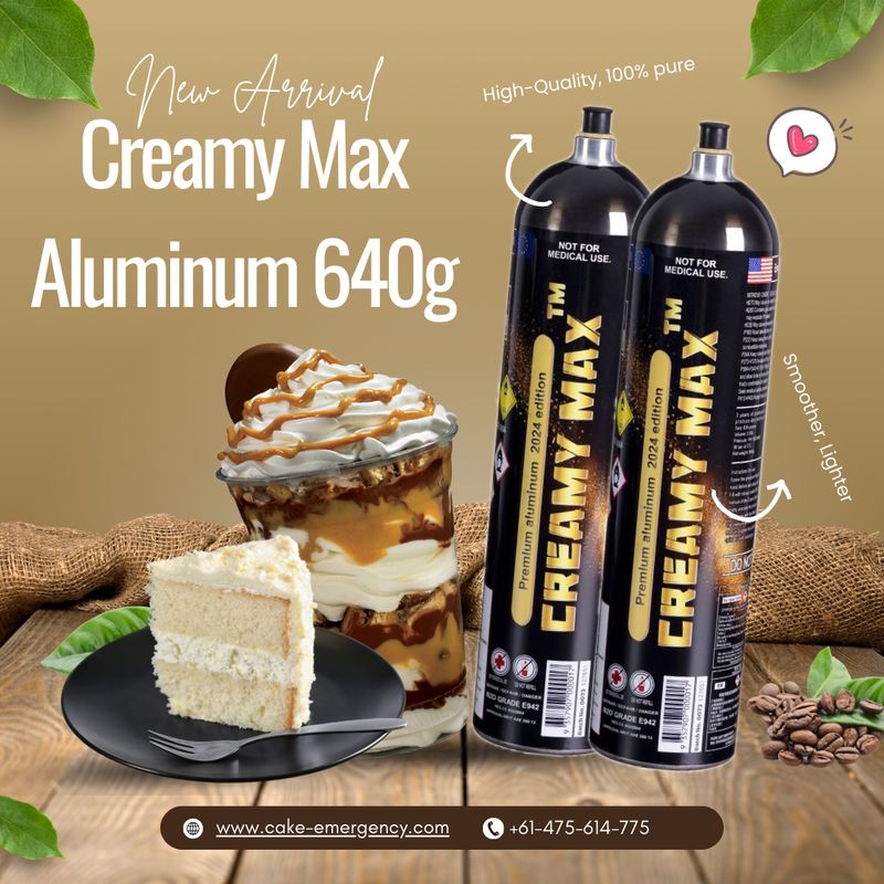 Cream Chargers: 18 x CREAMYMAX ALUMINUM 1.1L + 3 x CREAMYMAX 1.1L