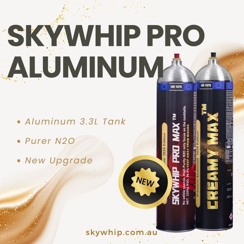 Aluminum Cream Chargers: 5 x Skywhip Pro Max Aluminum 3.3L+ 5 x Creamy Max Aluminum 3.3L + 6 x 1.1L Free Tanks
