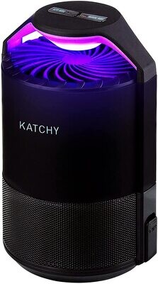 Katchy Indoor Fly Trap - Catcher &amp; Killer for Mosquito, Gnat, Moth, Fruit Flies - Non-Zapper Traps for Buzz-Free Home - Catch Flying Insect Indoors with Suction, Bug Light &amp; Sticky Glue (Black)