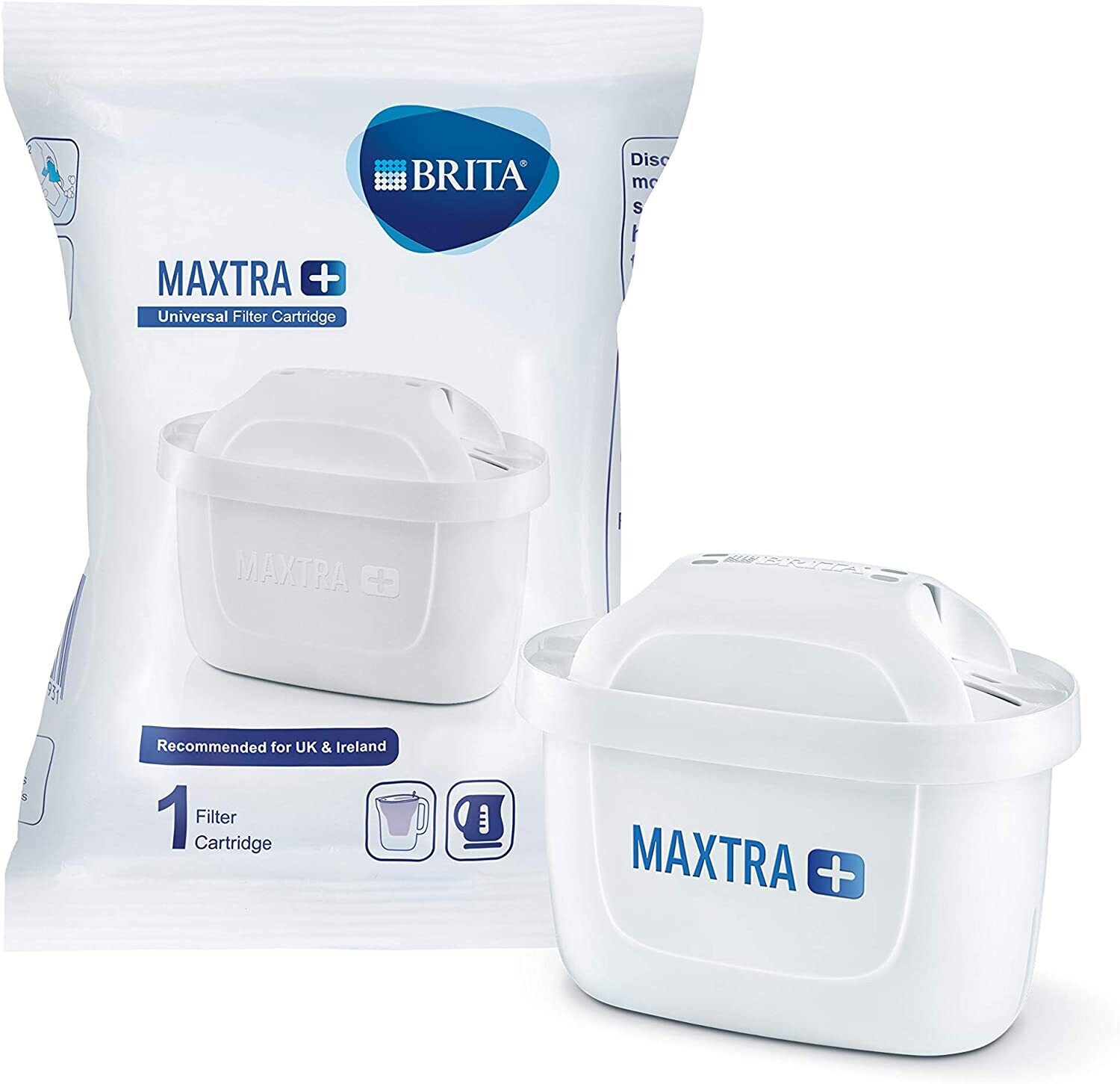 BRITA MAXTRA + Water Filter Cartridges , Compatible with all BRITA Jugs - Reduce Chlorine , Limescale and Impurities for Great Taste - Single
