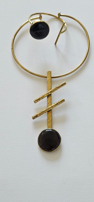 Gold Onyx Necklace &amp; Bangle