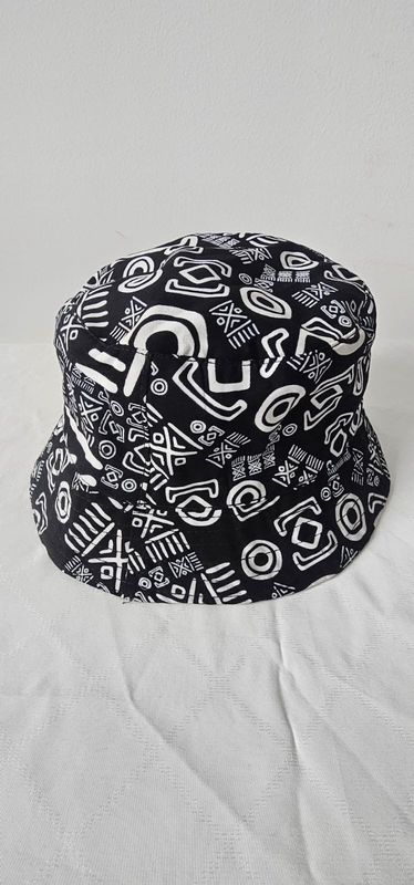 Kitenge Sun Hat-Black&amp;White
