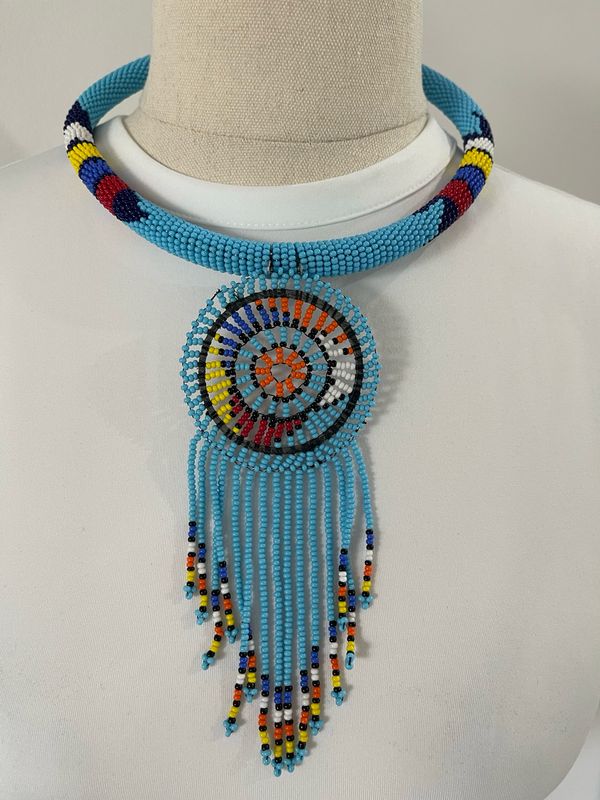 Massai Necklace Set - Light blue