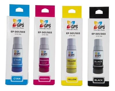 GPS Colour Your Dreams Refil dye Ink for Epson 001 003 Compatible Epson L5190 , L3150 , L3110 , L1110 , L4150 , L6170 , L4160 , L6190 , L6160 (4 Color)