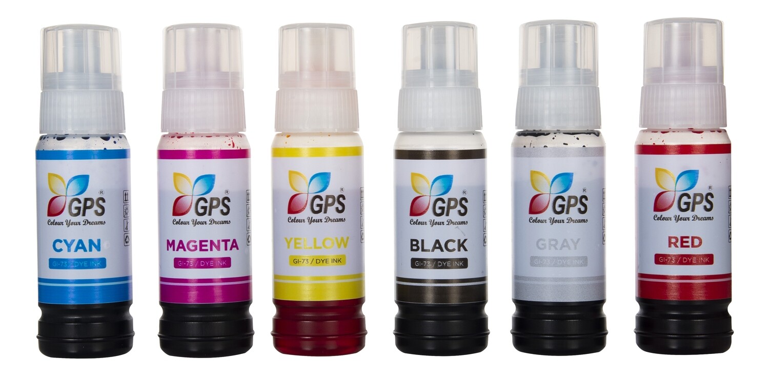 GPS Colour Your Dreams GI73 Ink Refill Bottle 6 Color 73 C M Y K R GR for Canon Pixma GI-73 G570 G670 Printer
