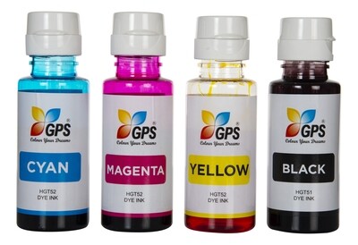 GPS Colour Your Dreams dye Refill Ink for HP Ink Tank GT51 GT52 5810, 310, 315, 319, 410, 415, 419, 5820 Printer