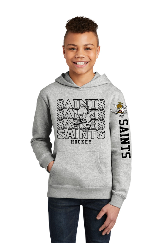 Youth Saints hoodie with number personalization available on right shoulder