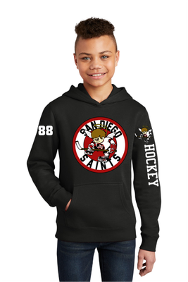 Youth Saints hoodie with number personalization available on right shoulder