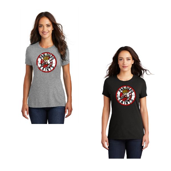 DISTRESSED ROUND SAINTS LOGO TRI BLEND TEE (LADIES)