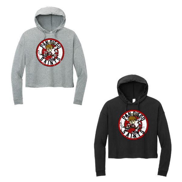 DISTRESSED ROUND SAINTS LOGO PERFECT TRI MIDI HOODIE (LADIES)