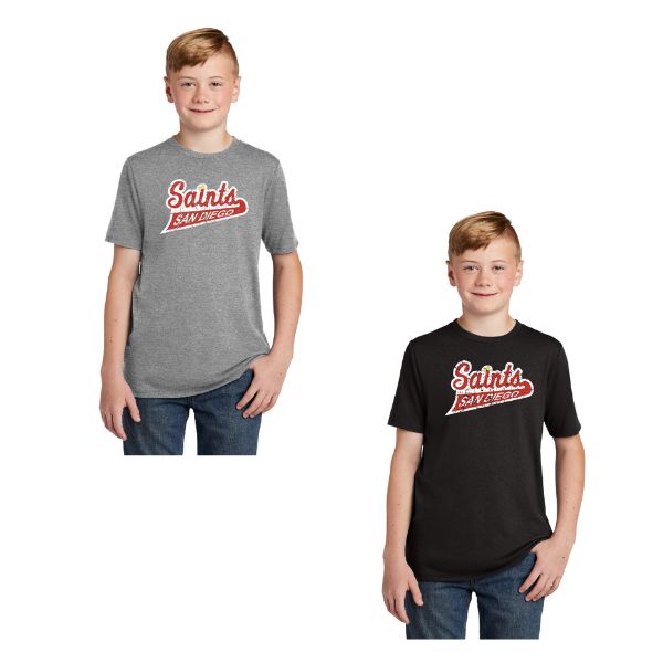 DISTRESSED SCRIPT SAINTS LOGO TRI-BLEND TEE (YOUTH)