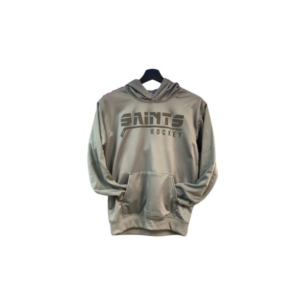 SAINTS TEXTURED DECAL ON POLY PERFORMANCE FLEECE HOODIE (ADULT)