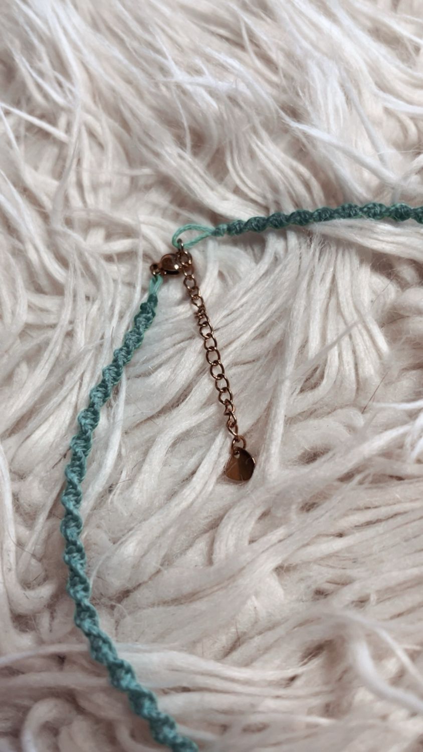 Kette Holzblume Türkis &amp; Tigerauge