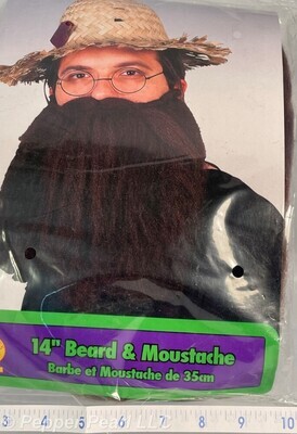 Bushy beard and mustache 14 inches long Costume Accessory