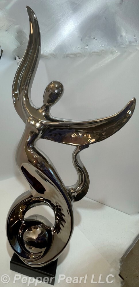 Chromed ceramic abstract sculpture