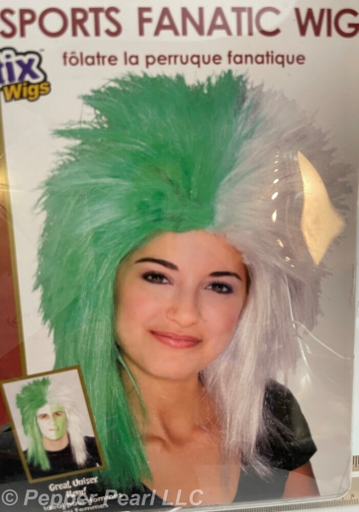 Sports Fan Wigs sporting events costumes, Color: Green/White