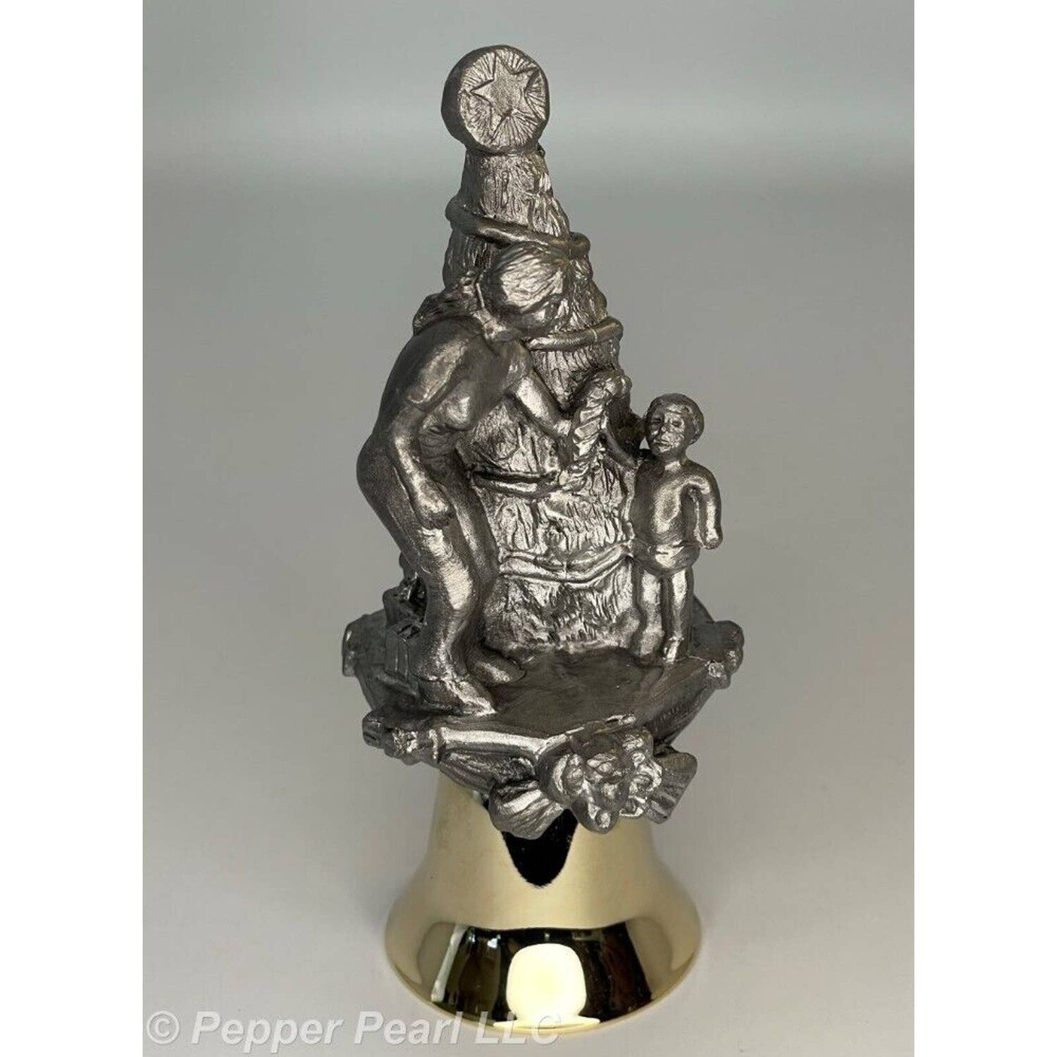 Michael A. Ricker Pewter Christmas Bell 2018 Mother, Son, Tree