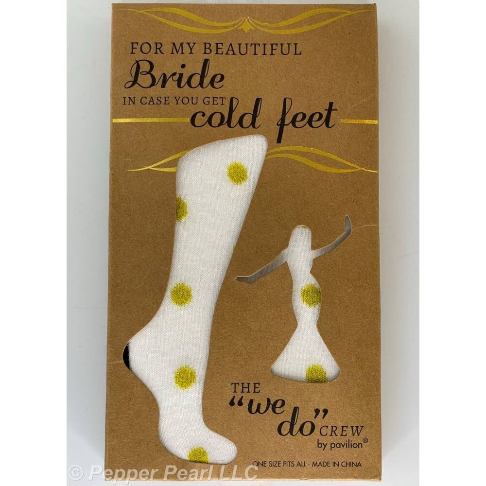 Bride Gift Socks Cold Feet One Size Hand Made White Gold