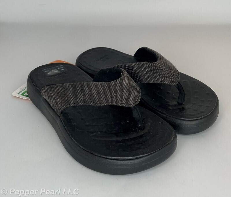 Cotton Canvas FLIP FLOP Sandals, Thick Sole, Black, M4/W6
