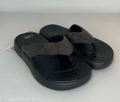 Cotton Canvas FLIP FLOP Sandals, Thick Sole, Black, M4/W6