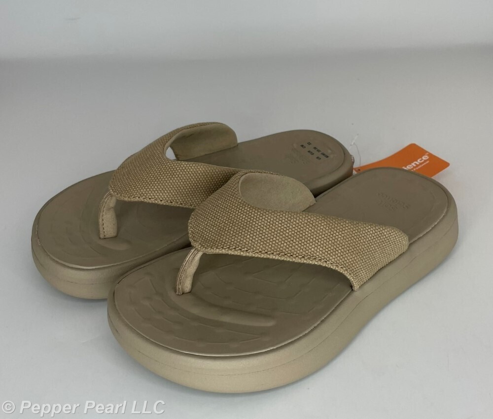 Cotton Canvas FLIP FLOP Sandals, Thick Sole, Khaki, M3/W5