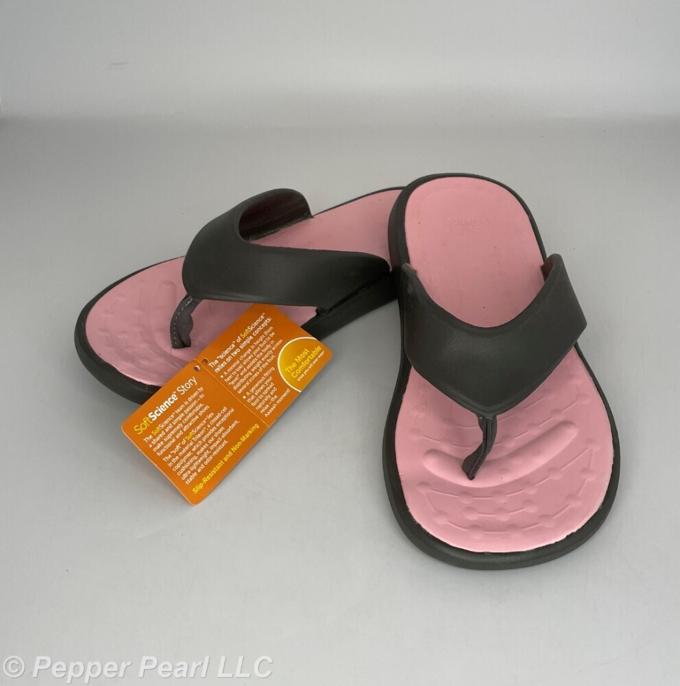 Unisex FLIP FLOP Thong Sandals Charcoal and Pink Sizes 6 to 9
