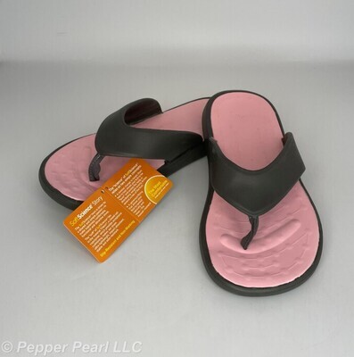 Unisex FLIP FLOP Thong Sandals Charcoal and Pink Sizes 6 to 9
