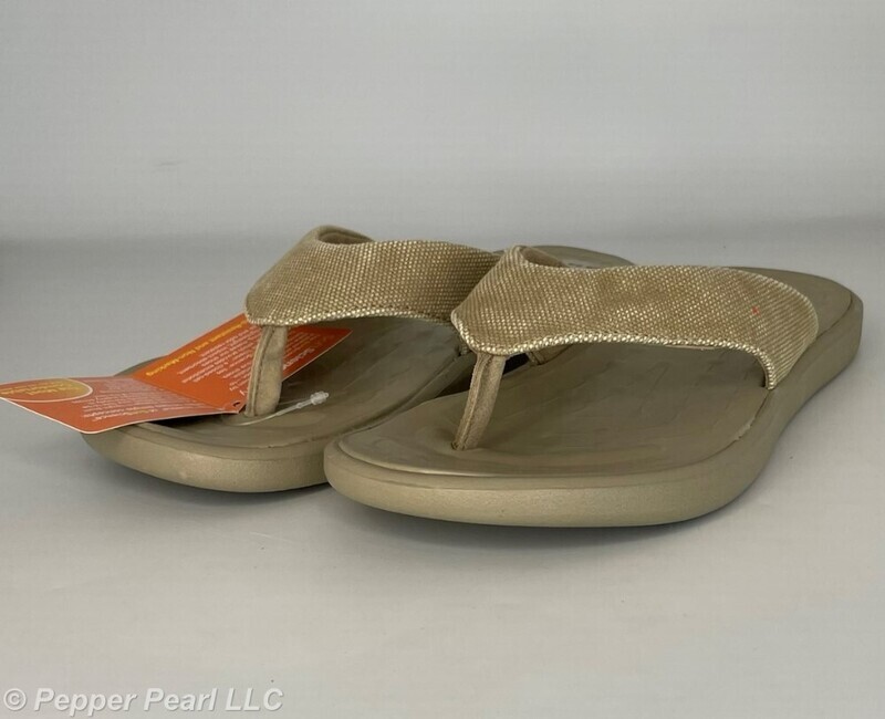  Cotton Canvas Unisex FLIP FLOP Sandals Khaki Sizes 6 to 9