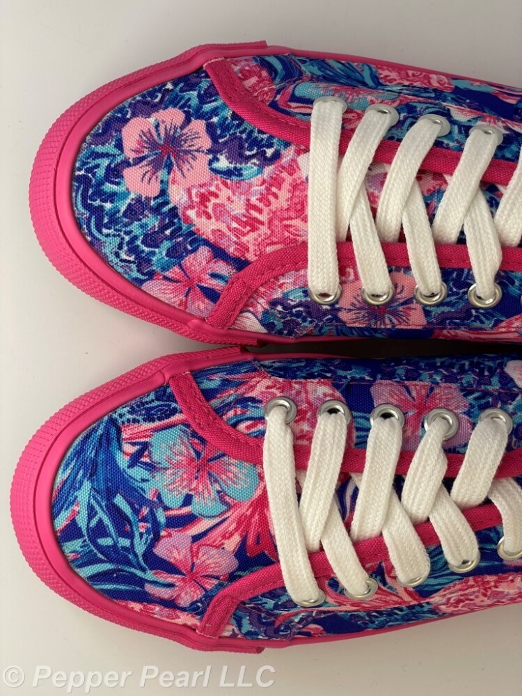 CHARLIE PAIGE Canvas Mule Sneakers Pink and Blue Size 8
