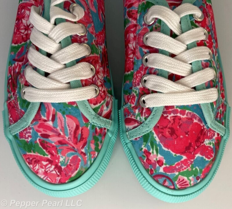 CHARLIE PAIGE Canvas Mule Sneakers Pink and Teal Size 6