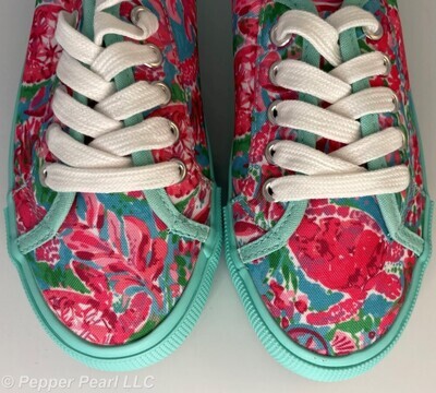 CHARLIE PAIGE Canvas Mule Sneakers Pink and Teal Size 6