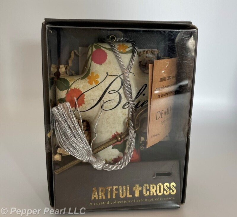 Artful Cross Key Stand or Hang Believe Boxed Collectible Gift