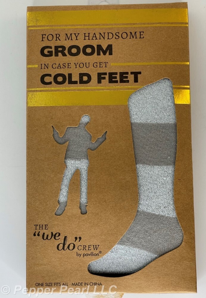 Groom Gift Socks Cold Feet One Size Hand Made Gray Stripe