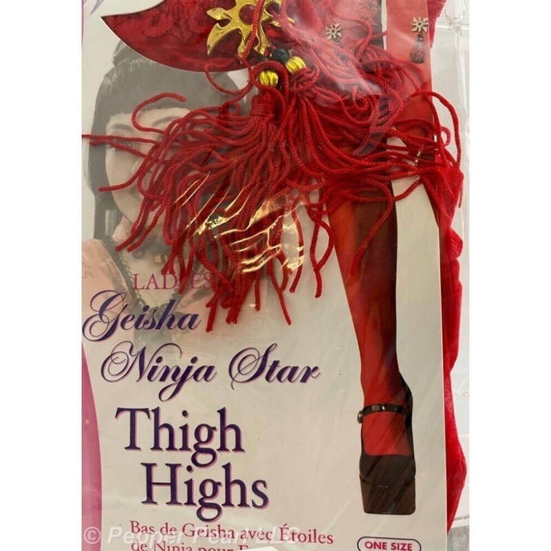 Geisha Ninja Star Thigh High Stockings with Tassel